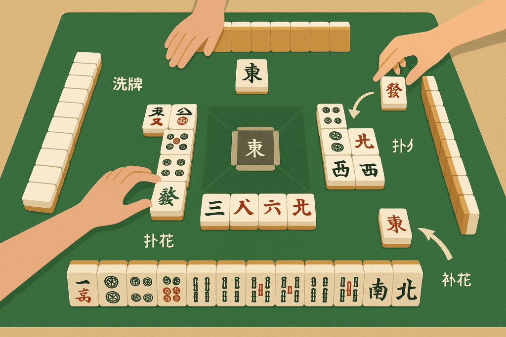 麻雀發牌與遊戲流程圖